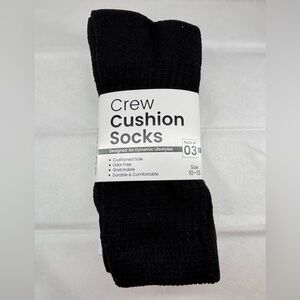 Men’s Crew Black Cushion Socks Size 10-13